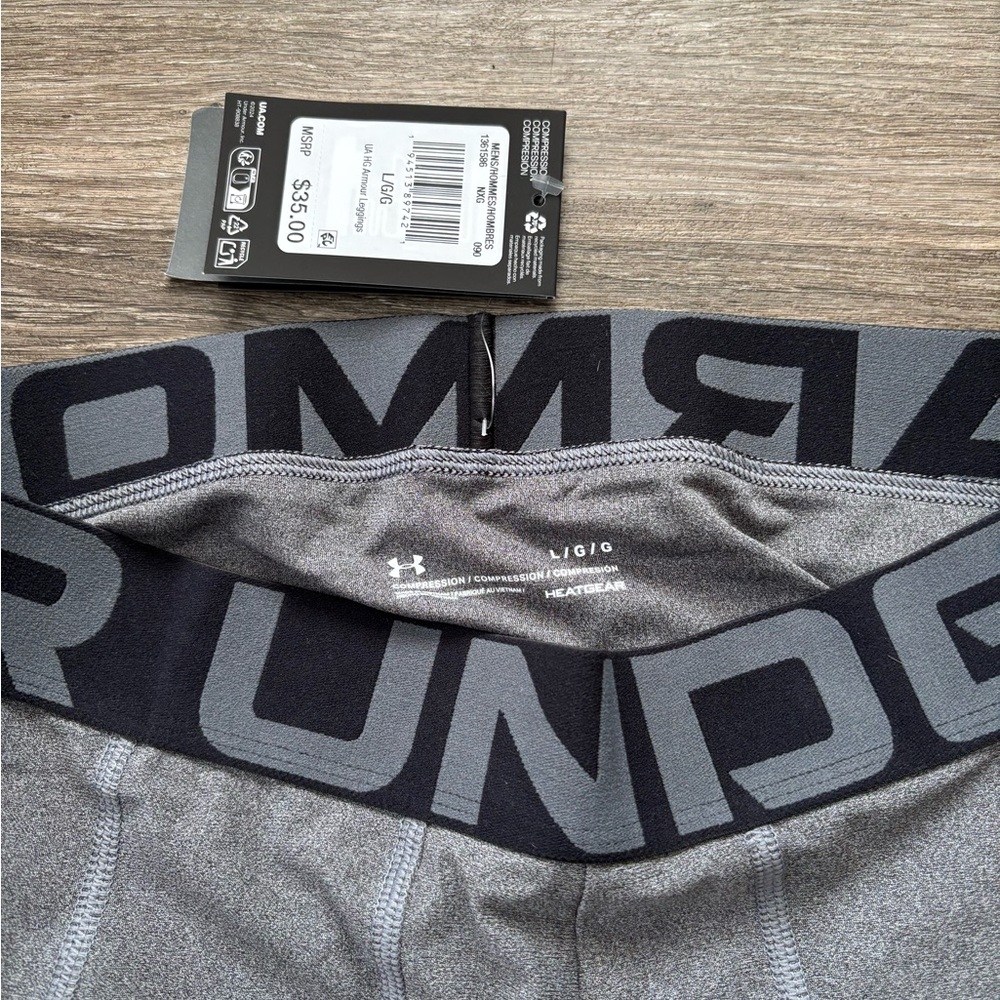 Under Armour Gray Compression Tights with Black Waistband - Picture 3 of 3